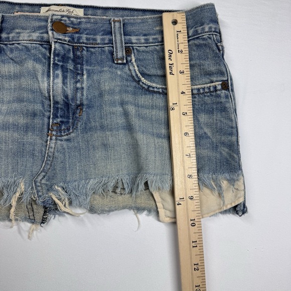 Abercrombie Fitch Denim Micro Mini Skirt SZ 2 Distressed Y2K Grunge Retro Y2K - Picture 5 of 8